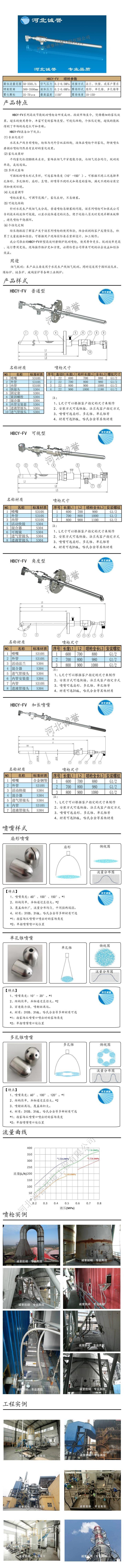 電廠脫硝噴槍保護(hù)套、噴槍參數(shù)、材質(zhì)尺寸、流量分布圖、扇形空心錐俯視圖介紹，以及噴槍霧化視頻展示和工程案例介紹